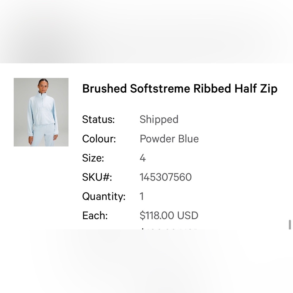 Brushed Softstreme half zip powder blue size 4